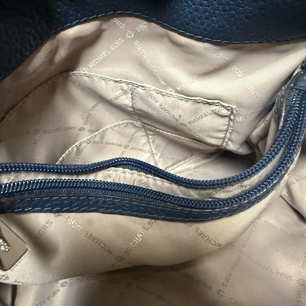 Michael Kors Navy, Studded Pebble Leather Chain Bag